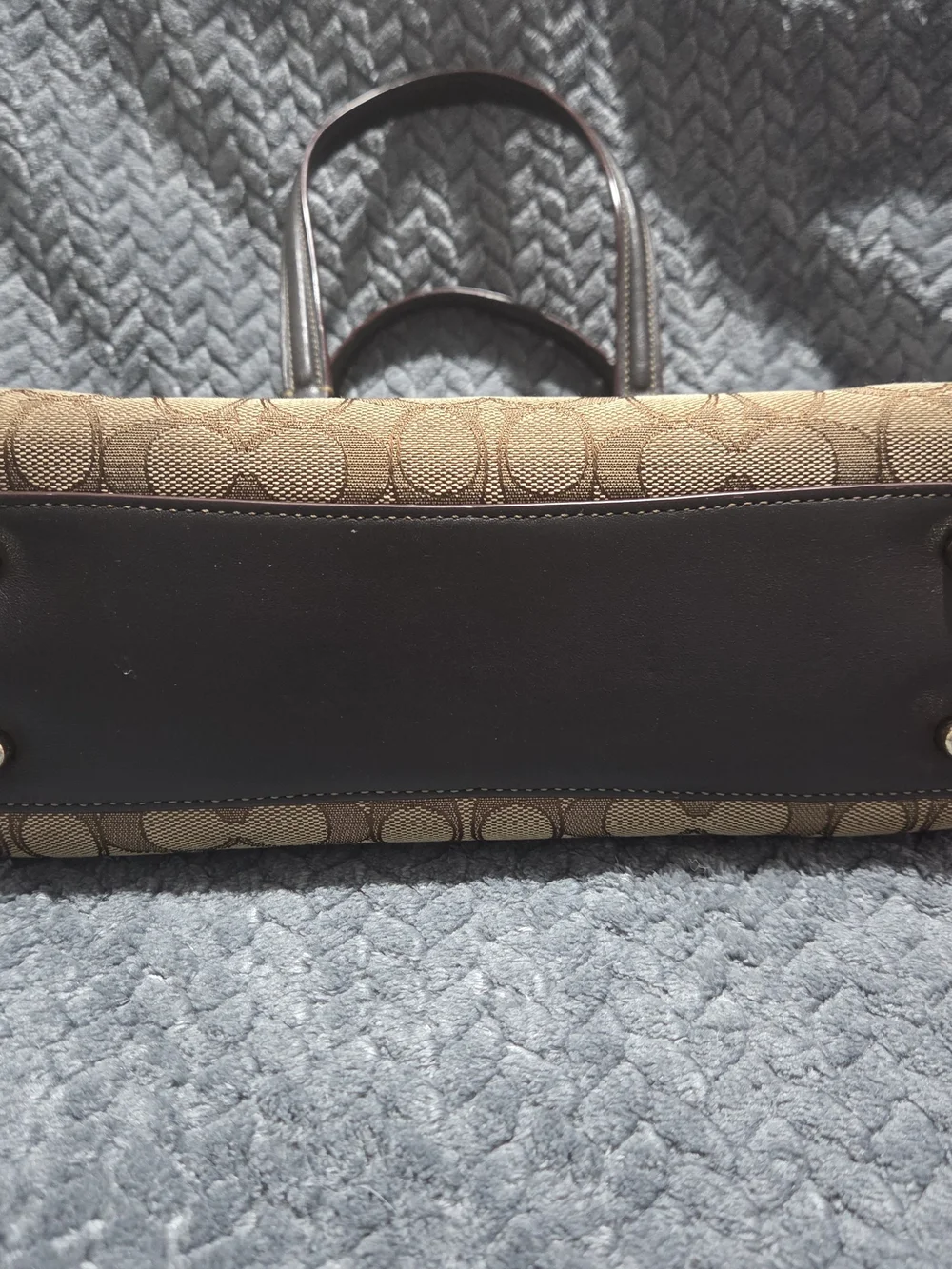 Coach Brown Signature Canvas Satchel with Dark Brown Leather Trim